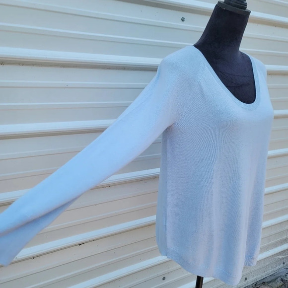 NWOT Ann TAYLOR LOFT SZ M Acrylic/Nylon Baby Blue Scoop Neck Pullover Sweater - Picture 2 of 10